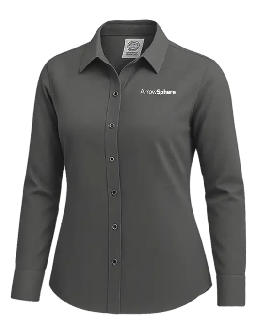 Brooks Brothers Womens Dark Grey Wrinkle-Free Stretch Nailhead Shirt w/Arrow Sphere Logo