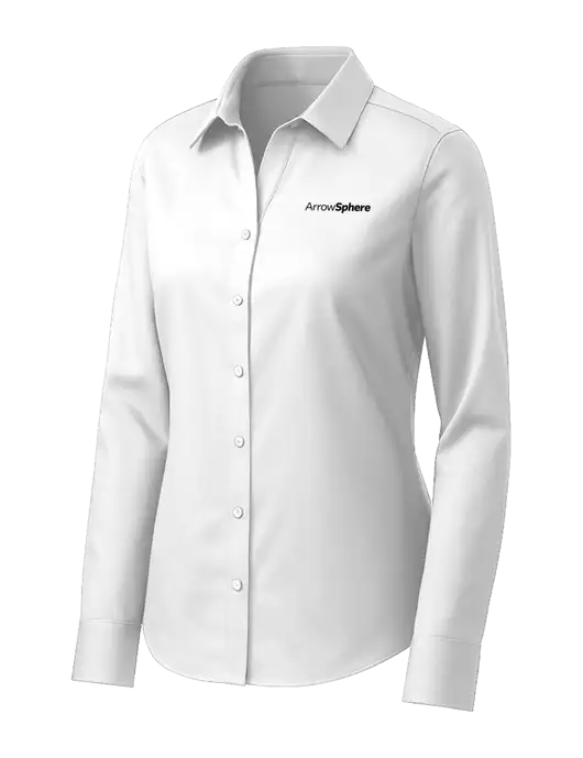 Brooks Brothers Womens White Wrinkle-Free Stretch Pinpoint Shirt w/Arrow Sphere Logo