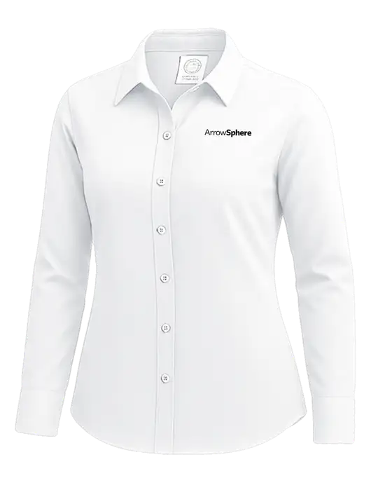 Brooks Brothers Womens White Wrinkle-Free Stretch Nailhead Shirt w/Arrow Sphere Logo