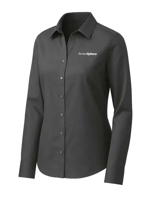 Brooks Brothers Womens Dark Grey Wrinkle-Free Stretch Pinpoint Shirt w/Arrow Sphere Logo