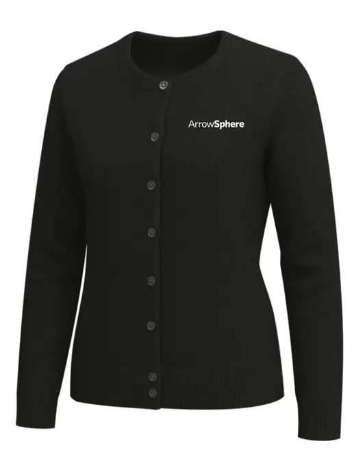 Brooks Brothers Womens Black Washable Merino Cardigan Sweater w/Arrow Sphere Logo