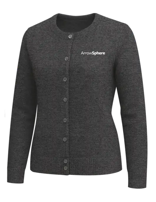 Brooks Brothers Womens Dark Grey Heather Washable Merino Cardigan Sweater w/Arrow Sphere Logo
