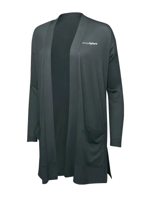 Smoke Grey Womens Concept Long Pocket Cardigan w/Arrow Sphere Logo