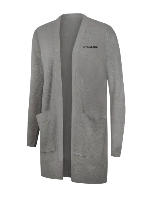 Mercer+Mettle Womens Light Grey Heather Open Front Cardigan Sweater w/Arrow Sphere Logo