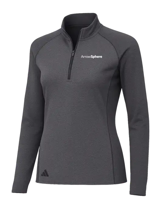 Adidas Womens Black Melange Space Dyed Quarter-Zip Pullover  w/Arrow Sphere Logo