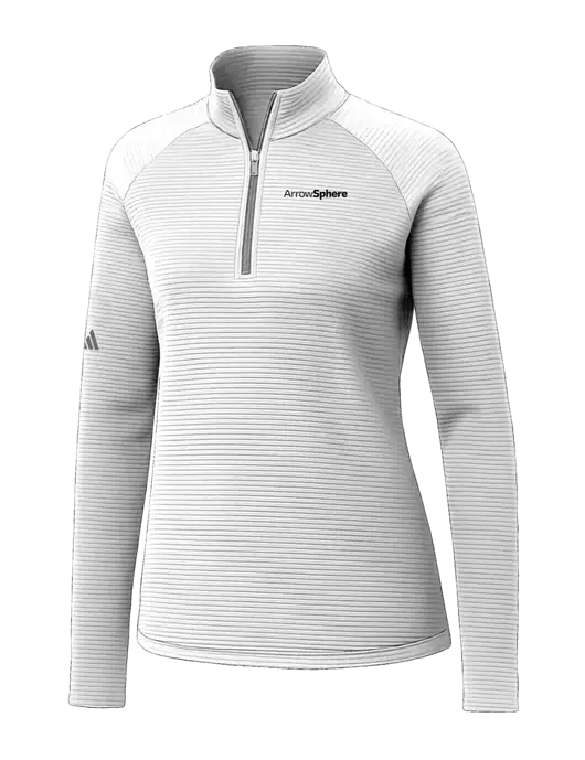 Adidas Womens White Spacer Quarter-Zip Pullover  w/Arrow Sphere Logo