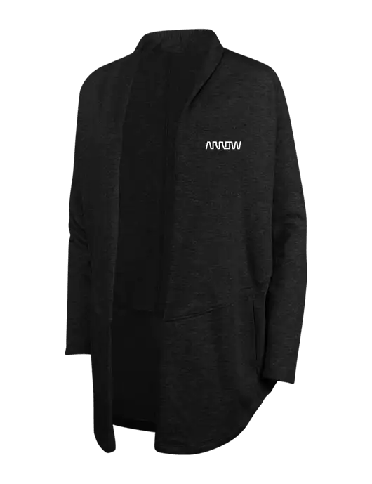 Deep Black/Charcoal Heather Womens Interlock Cardigan w/Arrow Electronics Logo