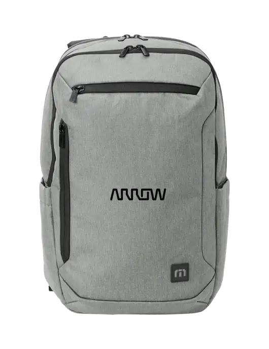 TravisMathew Light Grey Heather Duration Backpack w/Arrow Electronics Logo