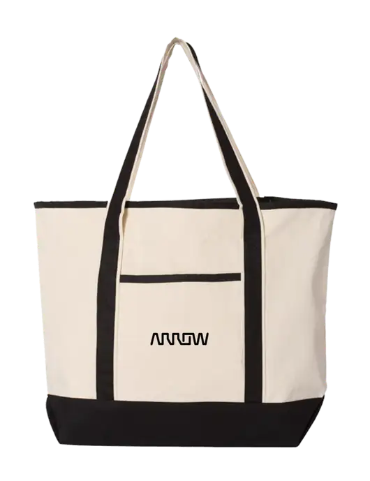 Natural/Black Large Canvas Deluxe Tote w/Arrow Electronics Logo