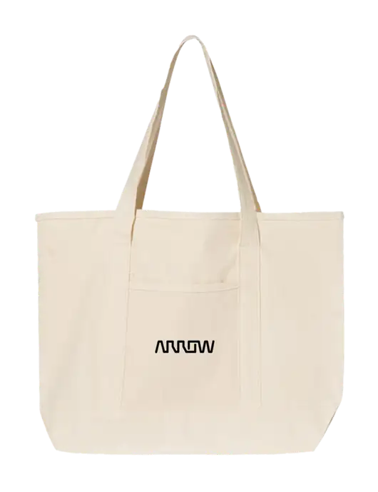 Natural Large Canvas Deluxe Tote w/Arrow Electronics Logo