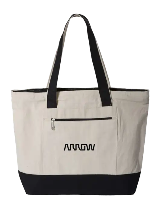 Natural/Black Zippered Tote  w/Arrow Electronics Logo