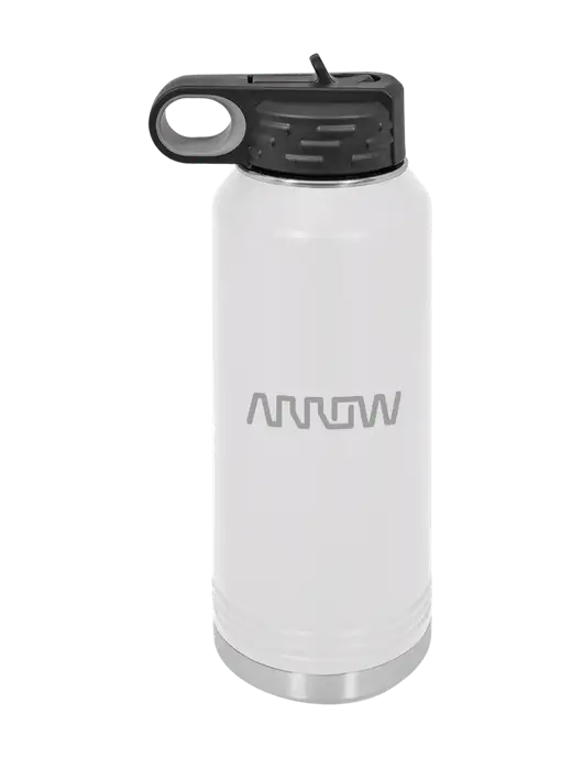 Polar Camel 32 oz Powder Coated White Vacuum Insulated Water Bottle w/Arrow Electronics Logo