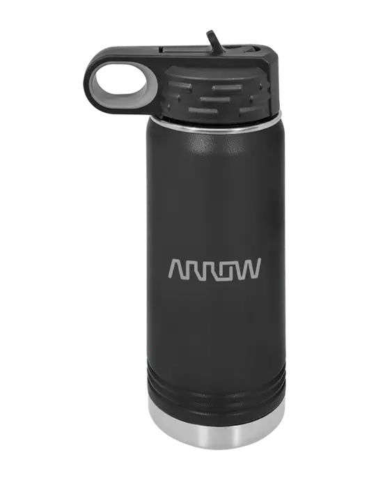 Polar Camel 20 oz Powder Coated Black Vacuum Insulated Water Bottle w/Arrow Electronics Logo