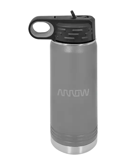 Polar Camel 20 oz Powder Coated Grey Vacuum Insulated Water Bottle w/Arrow Electronics Logo