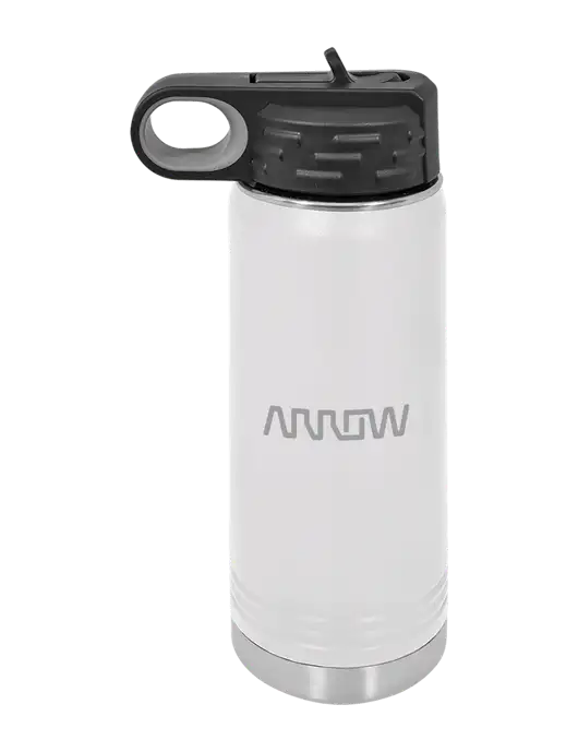 Polar Camel 20 oz Powder Coated White Vacuum Insulated Water Bottle w/Arrow Electronics Logo