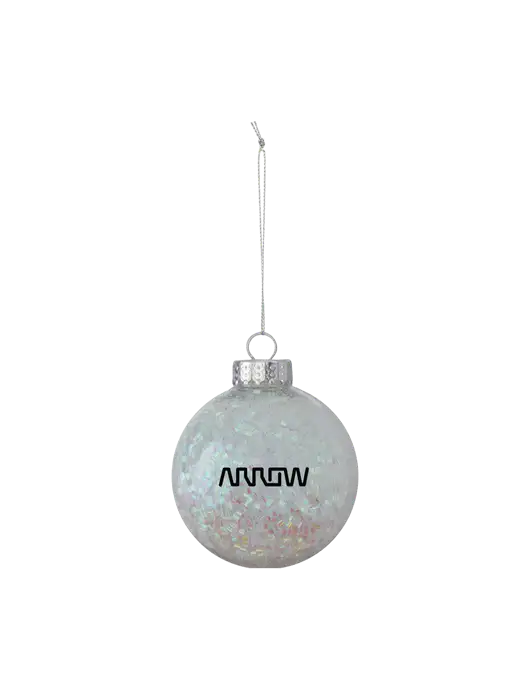 Light Silver Shimmer Sphere Ornament w/Arrow Electronics Logo