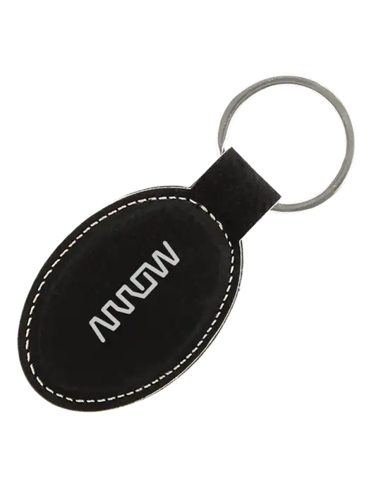 Black Leatherette Oval Keychain w/Arrow Electronics Logo