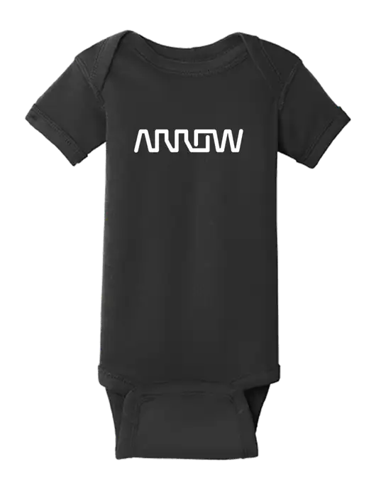 Rabbit Skins Black Infant Short Sleeve Baby Rib Bodysuit w/Arrow Electronics Logo