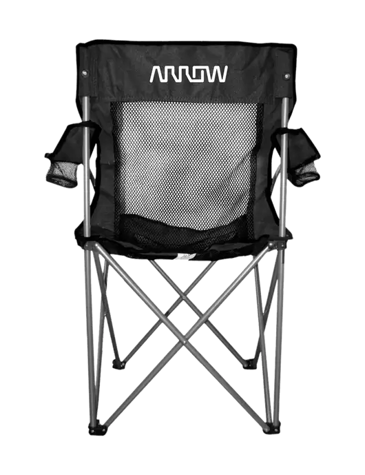 Titan Black/Black Mesh Folding Chair w/Arrow Electronics Logo