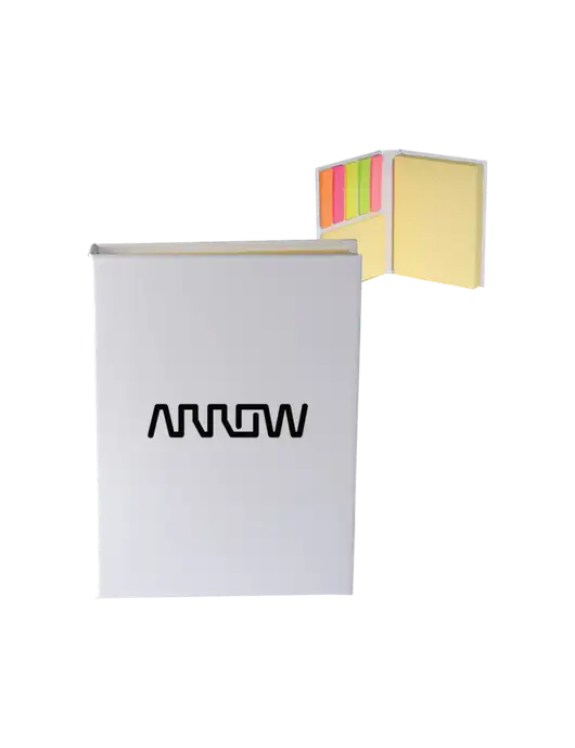 White Sticky Book Folio, 3.125 x 4.125 w/Arrow Electronics Logo