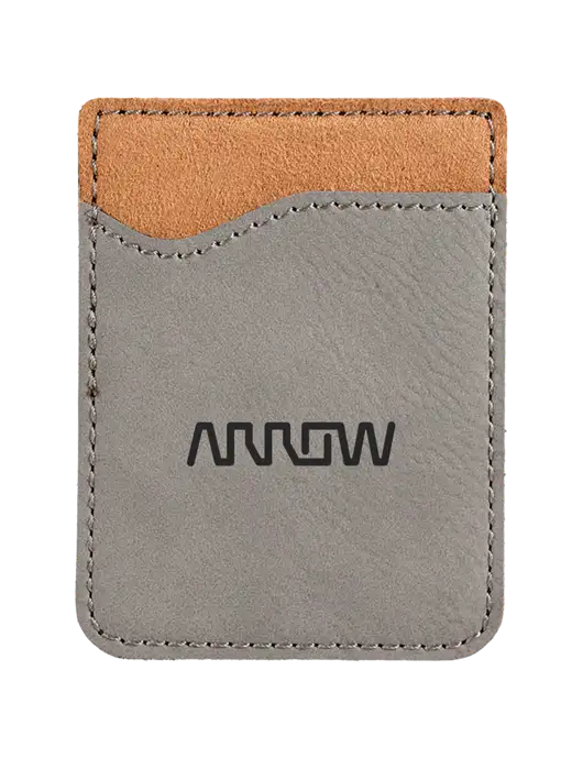 Grey Laserable Leatherette Phone Wallet w/Arrow Electronics Logo