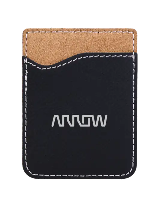 Black Laserable Leatherette Phone Wallet w/Arrow Electronics Logo