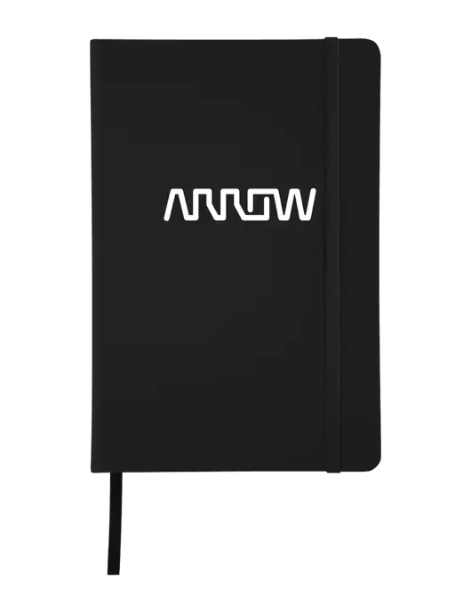 Black Comfort Touch Bound Journal 5 ¾" W x 8 ½” H w/Arrow Electronics Logo