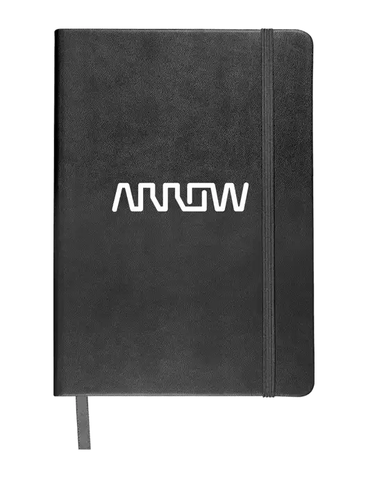 Leeman Black Tuscany Journal 5.75 x 8.25  w/Arrow Electronics Logo