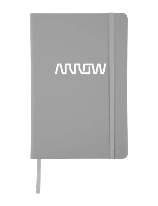 Light Medium Grey Comfort Touch Bound Journal 5 ¾" W x 8 ½” H w/Arrow Electronics Logo