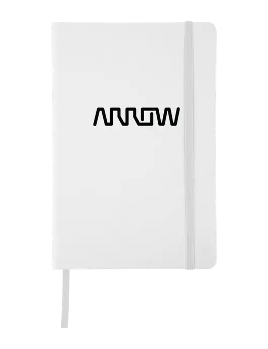 White Comfort Touch Bound Journal 5 ¾" W x 8 ½” H w/Arrow Electronics Logo