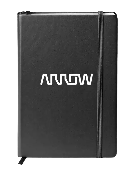 Neoskin Black Hard Cover Journal 5.75 x 8.375 w/Arrow Electronics Logo