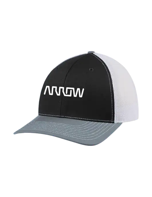 Richardson Adjustable Snapback Original 112 Trucker Cap Black/Light Heather Grey/White Mesh w/Arrow Electronics Logo