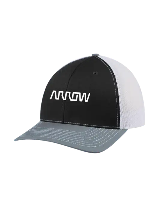 Richardson Adjustable Snapback Original 112 Trucker Cap Black/Light Heather Grey/White Mesh w/Arrow Electronics Logo