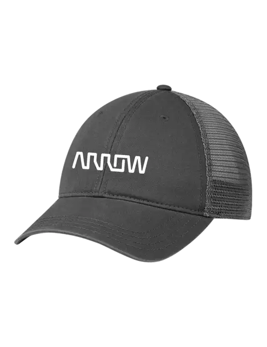 Richardson 111 Garment Washed Trucker Cap Charcoal w/Charcoal Mesh w/Arrow Electronics Logo