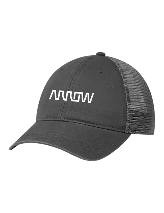 Richardson 111 Garment Washed Trucker Cap Charcoal w/Charcoal Mesh w/Arrow Electronics Logo