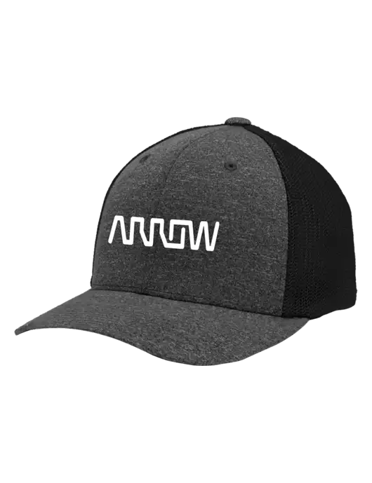 Flexfit Black/Dark Charcoal Heather Melange Mesh Back Trucker Cap w/Arrow Electronics Logo