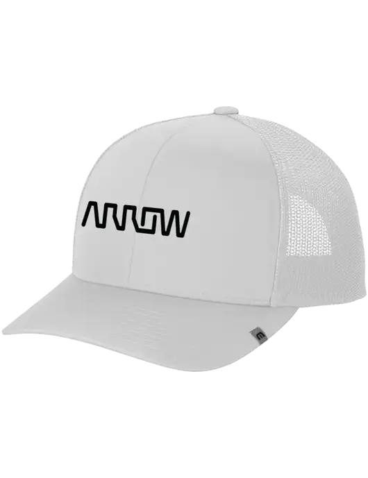 TravisMathew White Cruz Trucker Cap w/Arrow Electronics Logo
