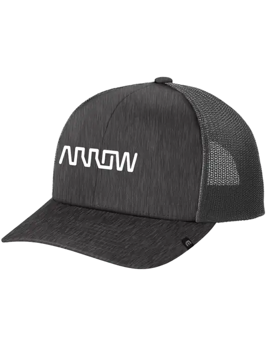 TravisMathew Very Dark Grey Heather Cruz Trucker Cap w/Arrow Electronics Logo