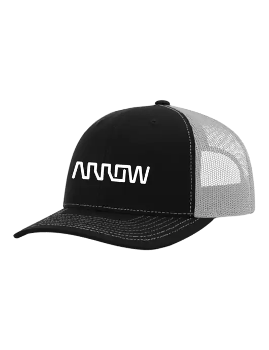 Richardson Adjustable Snapback Original 112 Trucker Cap Black w/White Mesh w/Arrow Electronics Logo