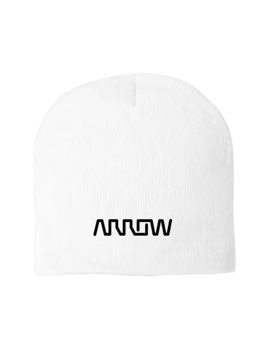 Solid White Element Knit Beanie w/Arrow Electronics Logo