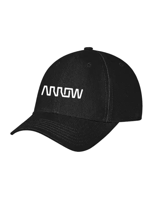 Black Structured Soft Snap Closure Hook & Loop Cap w/Arrow Electronics Logo