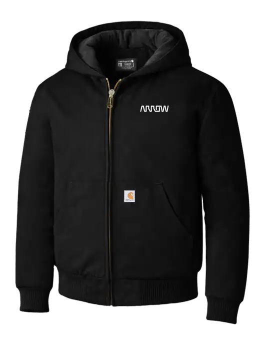 Carhartt Black Quilted-Flannel-Lined Duck Active Jacket w/Arrow Electronics Logo