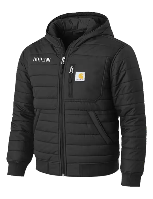 Carhartt Gilliam Insulated Black Hooded Jacket w/Arrow Electronics Logo