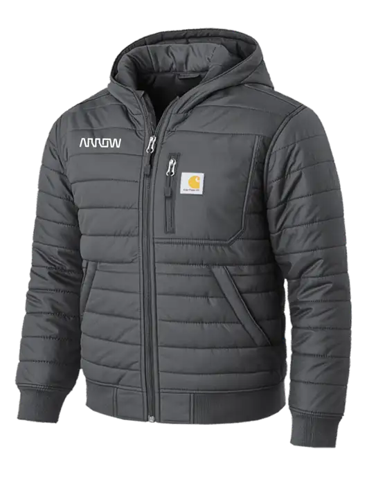 Carhartt Gilliam Insulated Dark Grey Hooded Jacket w/Arrow Electronics Logo