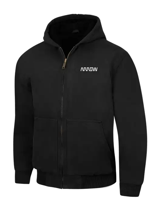 CornerStone Black Washed Duck Cloth Insulated Hooded Work Jacket w/Arrow Electronics Logo