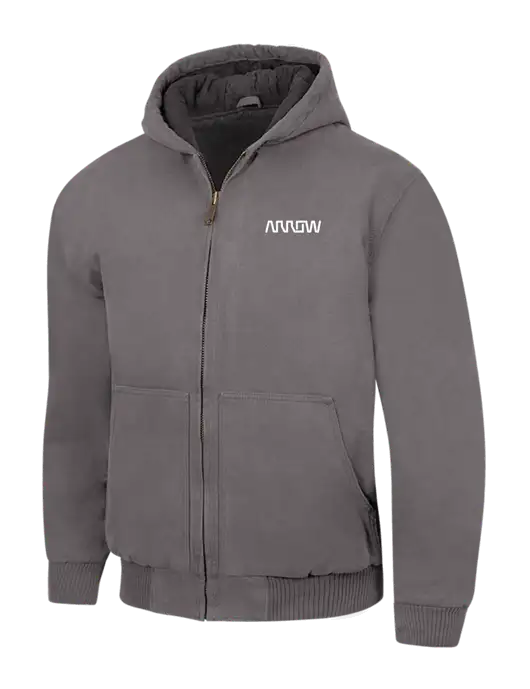 CornerStone Medium Grey Washed Duck Cloth Insulated Hooded Work Jacket w/Arrow Electronics Logo