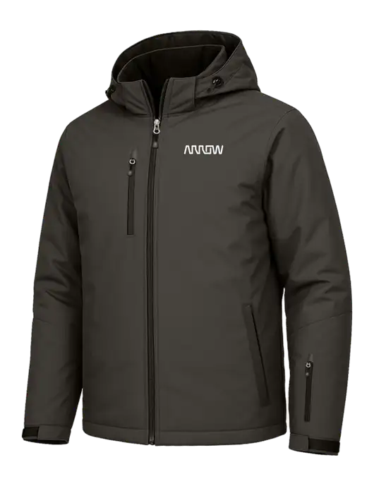 Cold Weather Vortex Dark Grey/ Black Waterproof 3-in-1 Jacket with Detachable Hood w/Arrow Electronics Logo, Arrow Electronics Logo