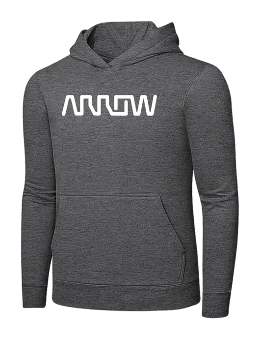 Graphite Heather 7.8. oz Ring Spun Hooded Sweatshirt w/Arrow Electronics Logo