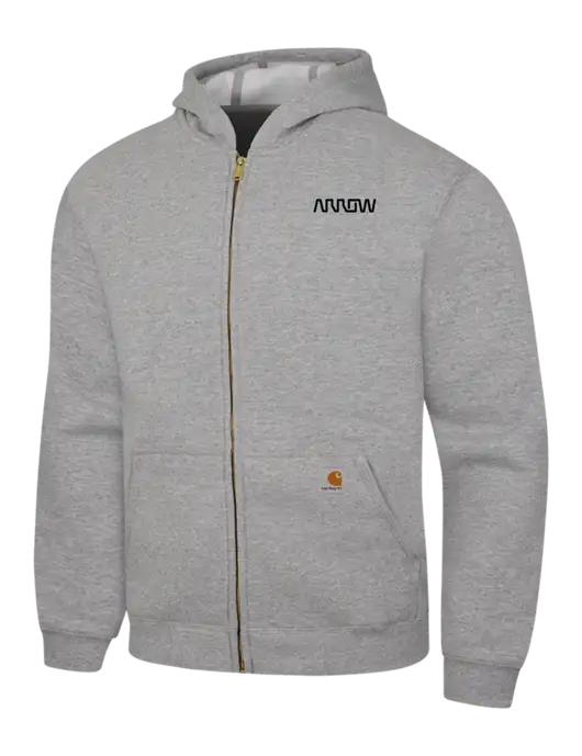 Carhartt Light Grey Heather Midweight Hooded Zip-Front Sweatshirt w/Arrow Electronics Logo