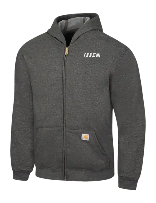 Carhartt Dark Grey Heather Midweight Hooded Zip-Front Sweatshirt w/Arrow Electronics Logo
